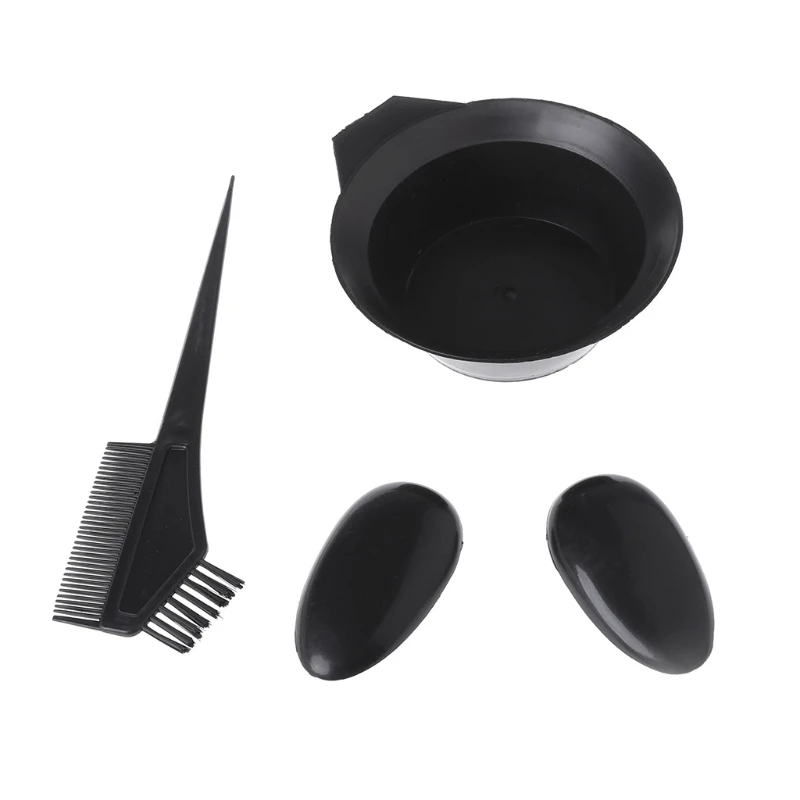 

New Black Salon Barber Hair Coloring Dyeing Bowl Comb Dye Color Brush Tint Tool Kit Set Black Plastic Hair Color Mixing Bowl