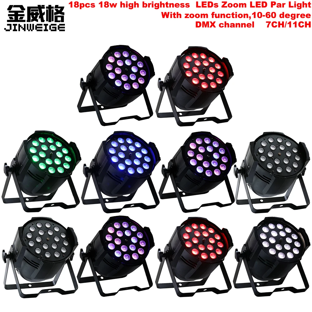Free Shipping 10pcs/Lot Indoor 18x18w 6in1 RGBWA UV Led Par Light Zoom