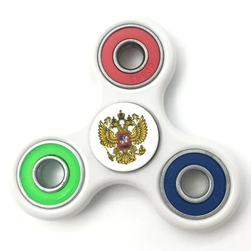 Русский Национальный эмблема Spinner белый Цвет ручной Spinner Tri Непоседа Spinner Игрушки