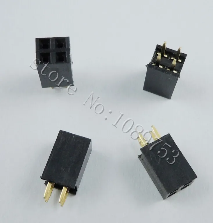 

100pcs 2x2 Pin 2.54mm Double Row Female Pin Header 4P PCB Socket Connector