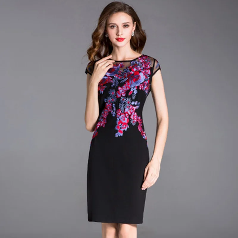 

sexy office women dress ladies 2018 new Superior quality Spring summer elegant Party Dress plus size M XXXL O-Neck work dresses