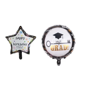 

KUWANLE 100pcs/lot 18inch Black Graduation Hat Balloon Happy Graduation Ceremony Party Decoration Supplies Foil Helium Balloons