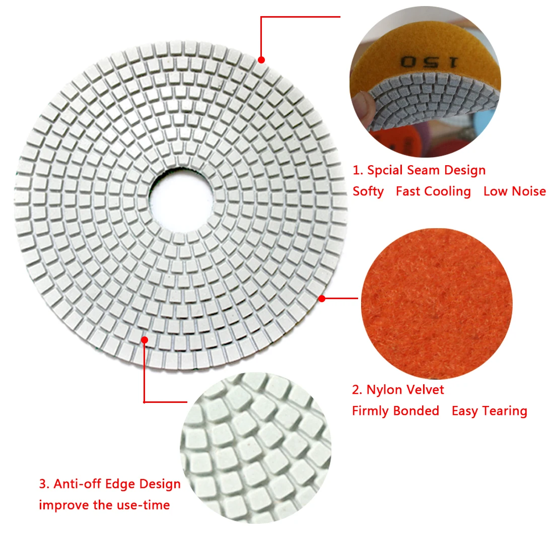 3Inch 10pcs Diamond Flexible Wet Polishing Disc for Marble Stone Ceramic Granite