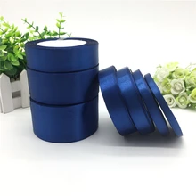 25 metros 6 10 15 20 25 38 50 milímetros Azul Marinho de Cetim de Seda Fita Para Decoração de Festa de Casamento Convite cartão Material De Embrulho