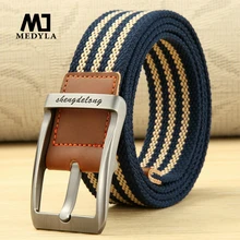 MEDYLA холщовый ремень Модный Полосатый однотонный металлический штыревой пряжкой унисекс рыболовный пояс спортивный пояс мягкие прочные Мужские аксессуары