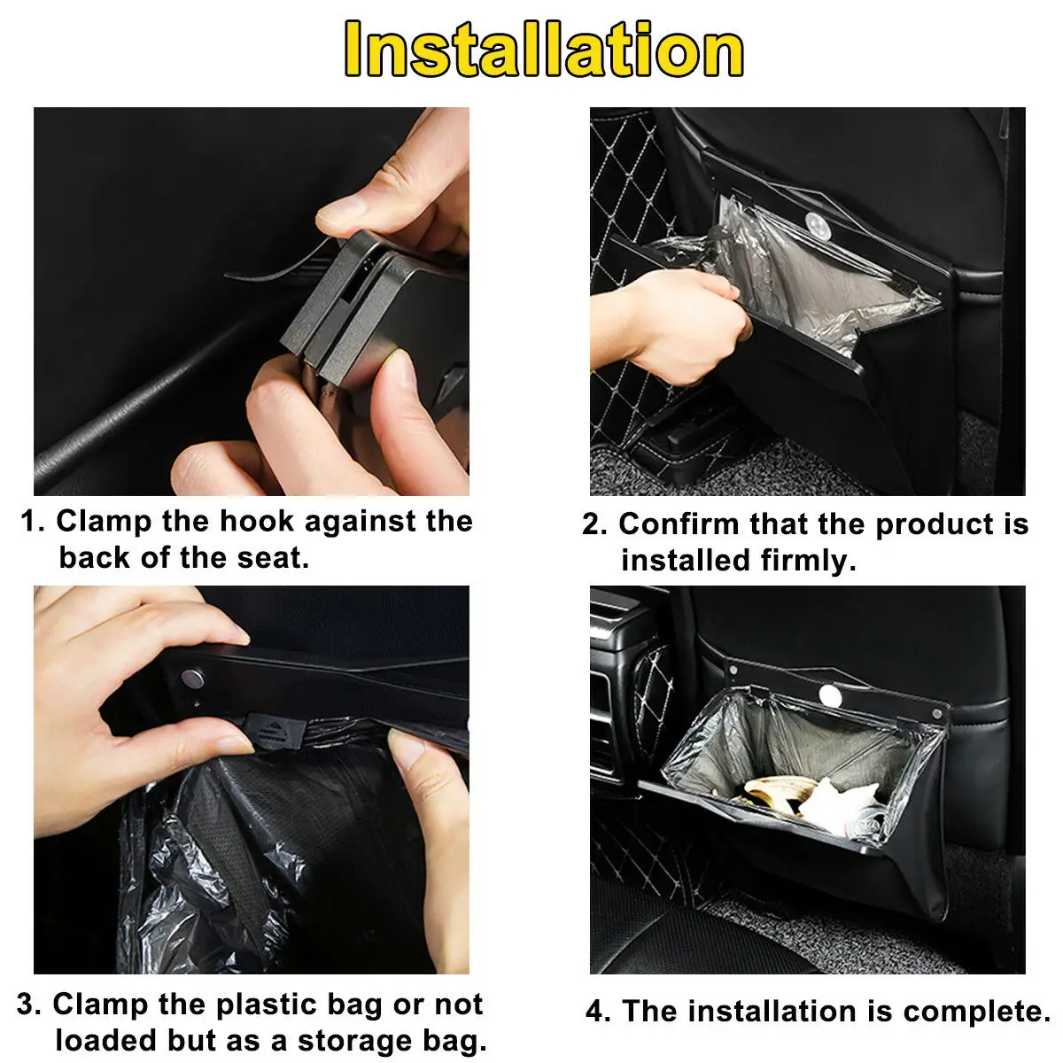 Multi-function LED Light Car Chair Back Hanging Folding Storage Bag Garbage Bags