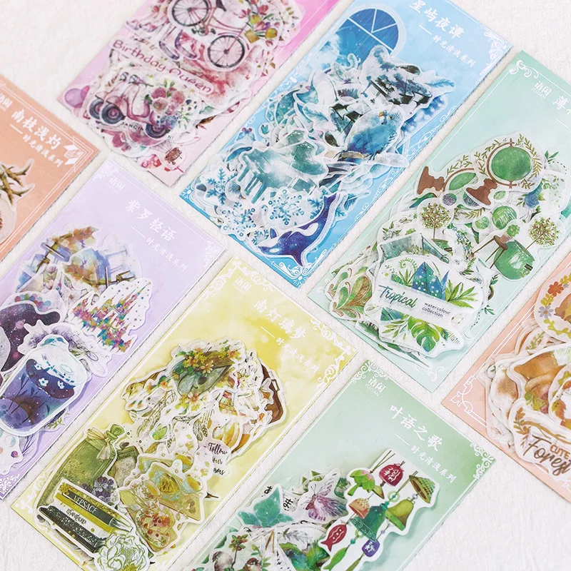

60 Pcs/lot Nature Plants Animals Adhesive Diy Paper Stickers Stick Label Notebook Album Decoration Stickers