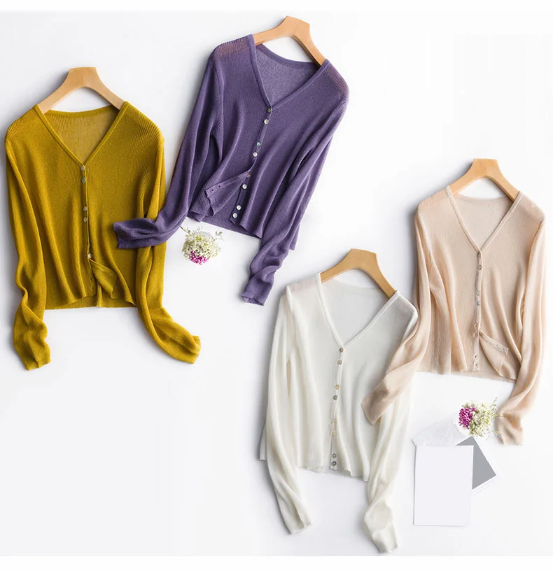 Весной и летом v-образным вырезом льняные трикотажные кардиганы-пальто для женщин Повседневное Лонгслив под змеиную кожу тонкие свитера женские