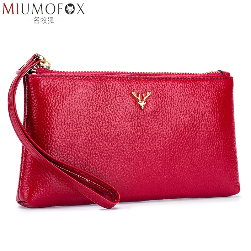 

Designer Clutch Bag Women Genuine Leather Handbags Simple Fashion Zipper Phone Pouch Lady Wallet Female Wrist Strap Day Clutches