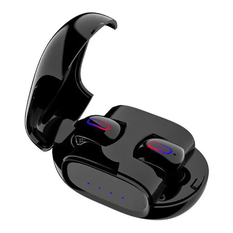 СПЦ Мини Bluetooth 5,0 наушники-вкладыши Беспроводной наушники Спорт гарнитуры с Зарядное устройство коробка Громкая связь вызовов для iPhone, Android - Цвет: Черный