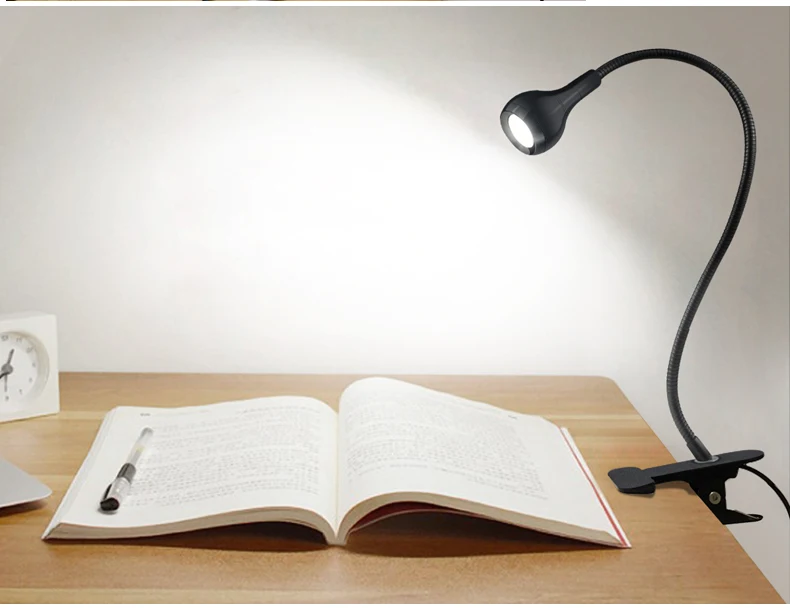 LED Desk Lamp 1W Flexible USB LED Table LampWith Clip Lamparas De Mesa Book Reading Study Lamp LED Light With Button Switch