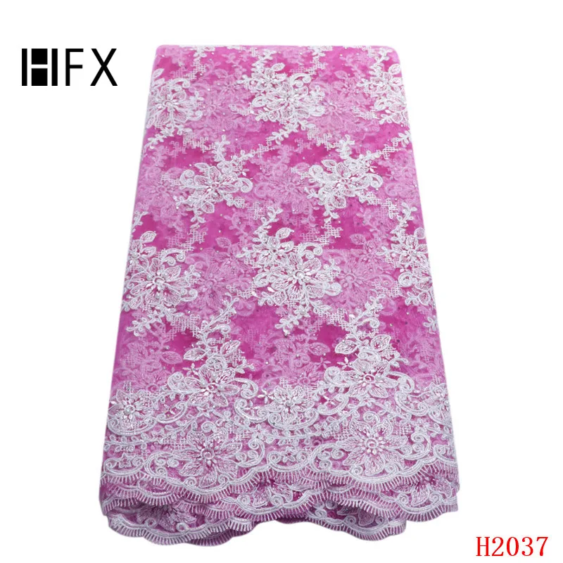 

2019 High Quality African Lace Fabrics/French Net Embroidery Beads Stones Tulle 3d Lace Fabric For Nigerian Wedding Dress F2037