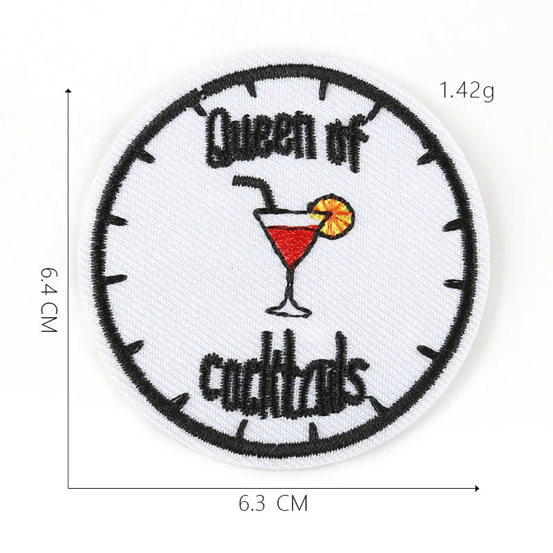 

Cocktail Clothes Patches for Stripes Clothing Stickers Iron on Appliques Clock Embroidery Badges @G-301