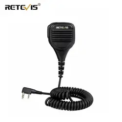 Retevis microfone com cancelamento de ruído, alto falante, com entrada de áudio 3.5mm, ptt para kenwood rt5r h777 para baofeng uv5r uv82, walkie talkie