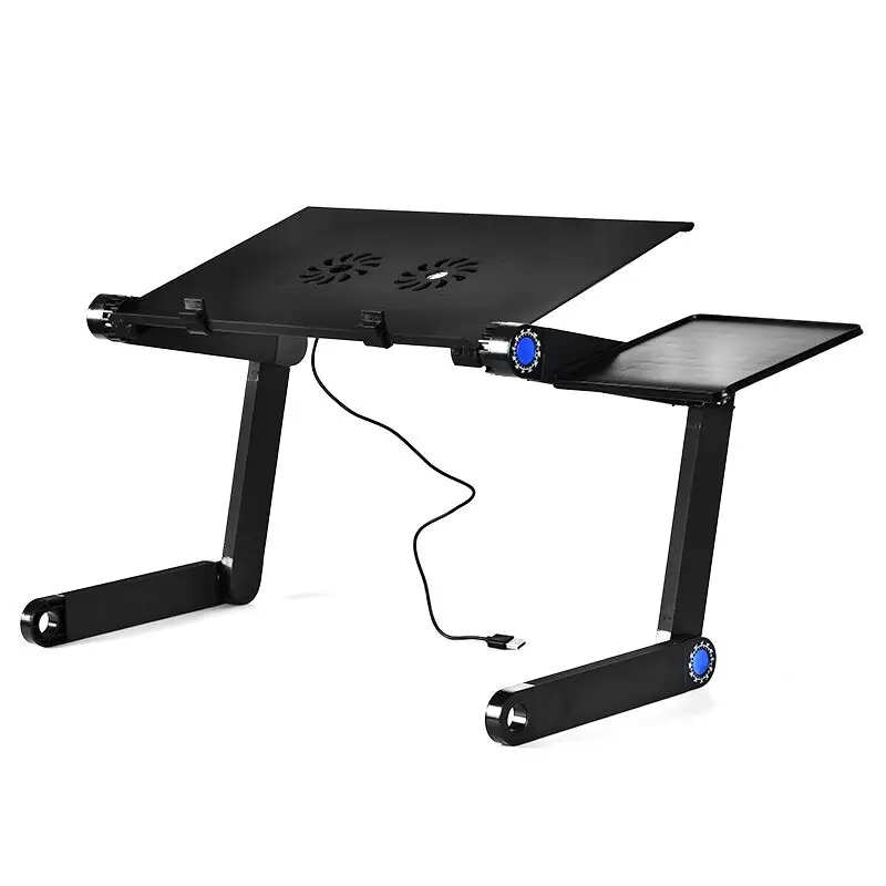 Портативный металлический стол для ноутбука складной настольный держатель для ноутбука с охлаждающим вентилятором кровать Настольный лоток настольная подставка для ноутбука
