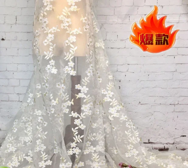 Net yarn fabric embroidery lace mesh wedding dress cloth DIY garment accessories curtains | Дом и сад