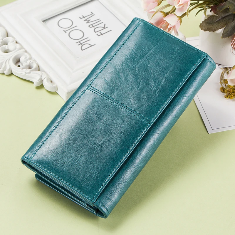 Contact's Brand Design Coin Purse Genuine Leather Women Wallets Female Card Holder Long Lady Clutch Wallet With Phone Pockets