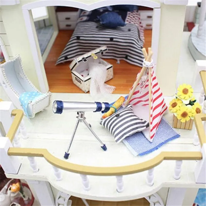 Миниатюрный Музыкальный 3D Деревянный кукольный домик Модель игрушки Моделирование вилла плавательный бассейн кукольный дом мебель комплект с светодиодный светильник пылезащитный чехол