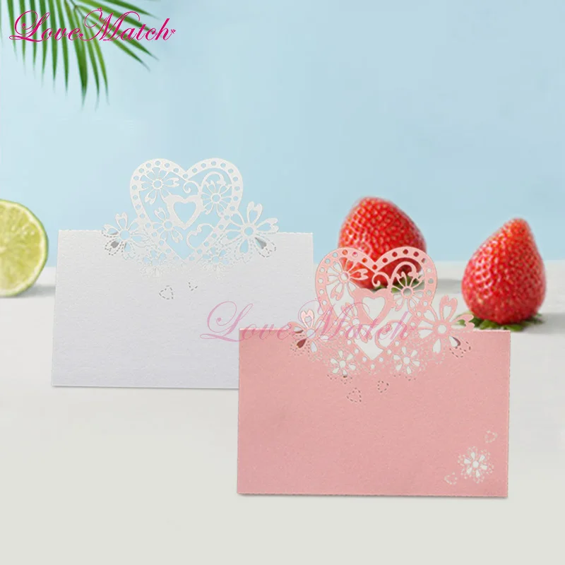 

40pcs Laser Cut Heart Flower Table Name Place Card Wedding Party Paper Card Wedding Party Decoration and Supply Party Accessorie