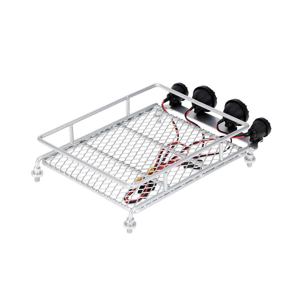 Metal Roof Luggage Rack with LED Light Bar for 110 18 RC Car Rock Crawler Rally 4WD CC01 CR01 D90 AXIAL SCX10 RC Cars Parts (12)