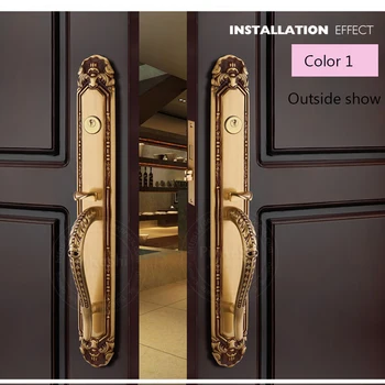 

All brass made European style villa wooden door lock, hotel interior door and out door double open locks