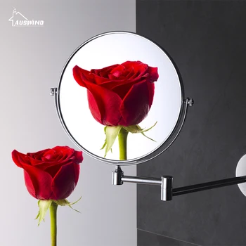 

Antique Bath Mirror Wall Mounted 8 inch Magnifying Mirror Folding Makeup Mirror Brass Dual Side Round Mirror