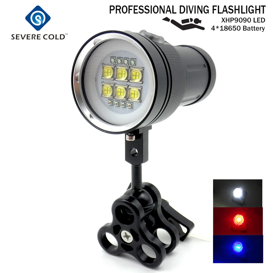 

Professional LED Diving Flashlight White Red UV Light Underwater Photograph Light Video Diving Flash Lamp Scuba Diving Light
