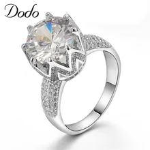 Rings with big stone crown Crystal Jewelry 585 white gold filled ring bague luxury engagement wedding