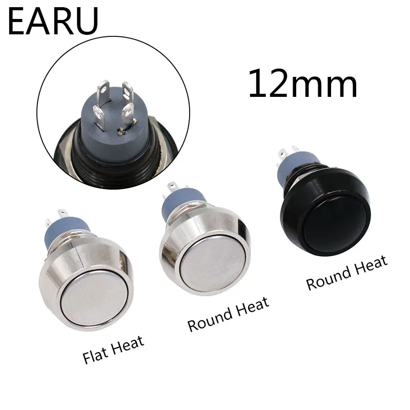 

12mm 1NO 1NC Momentary Self-reset Metal Horn Doorbell Bell Push Button Switch Waterproof Car Auto Engine PC Power Start Starter