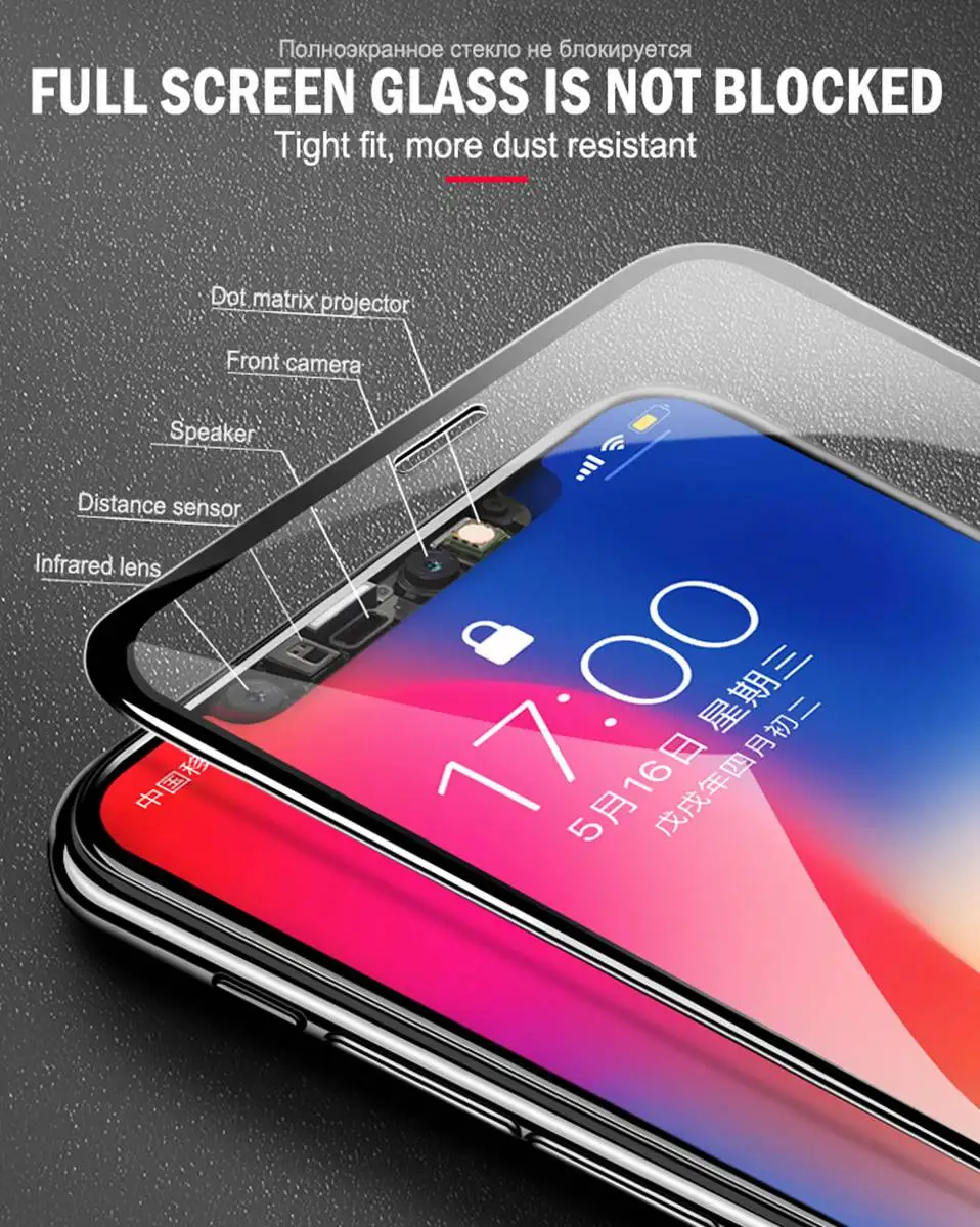 6D Protective Glass For iPhone X 10 XS Max Full Cover 9H Film For Screen Protector iPhone XS XR 6 6S 7 8 Plus Tempered Glass     (3)