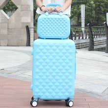 Wholesale 14 20inches abs pc hard case trolley luggage sets black picture box universal wheels trolley