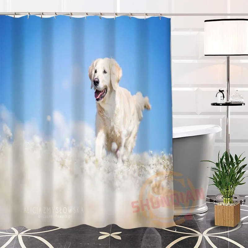 Лучшие красивые пользовательские милые собаки занавески для душа занавес для ванной шторы для ванной из водонепроницаемой ткани больше размеров LQ#9 - Цвет: Небесно-голубой