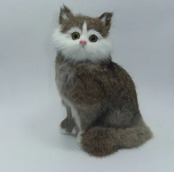 

new simulation brown cat toy polyethylene & furs handicraft Decoration prop cat doll about 24x17cm 1427