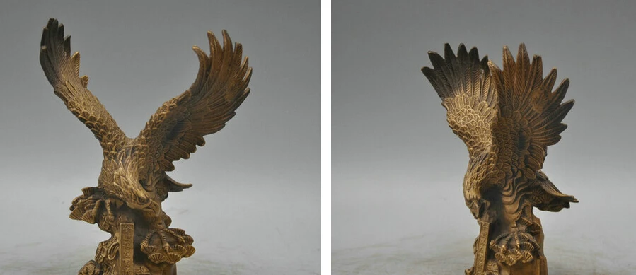 

S07176 7 Bronze Copper Animal Eagle Wings Raptor Ferocious Sculpture Statue