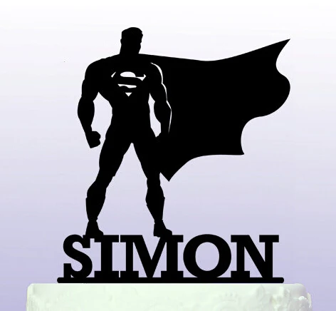 Acrylic Personalised Name Superman Superhero Birthday Cake Toppers