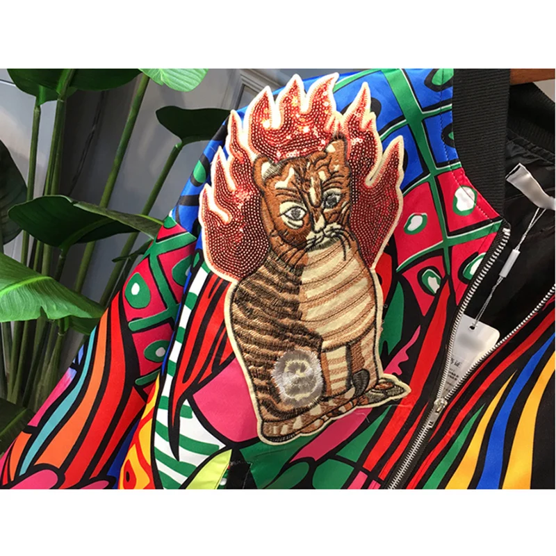 Fashion Print Embroidery Bomber Jacket Women Autumn Long Sleeve Baseball Jacket 2018 Brand Design Basic Coat Women's Jacket