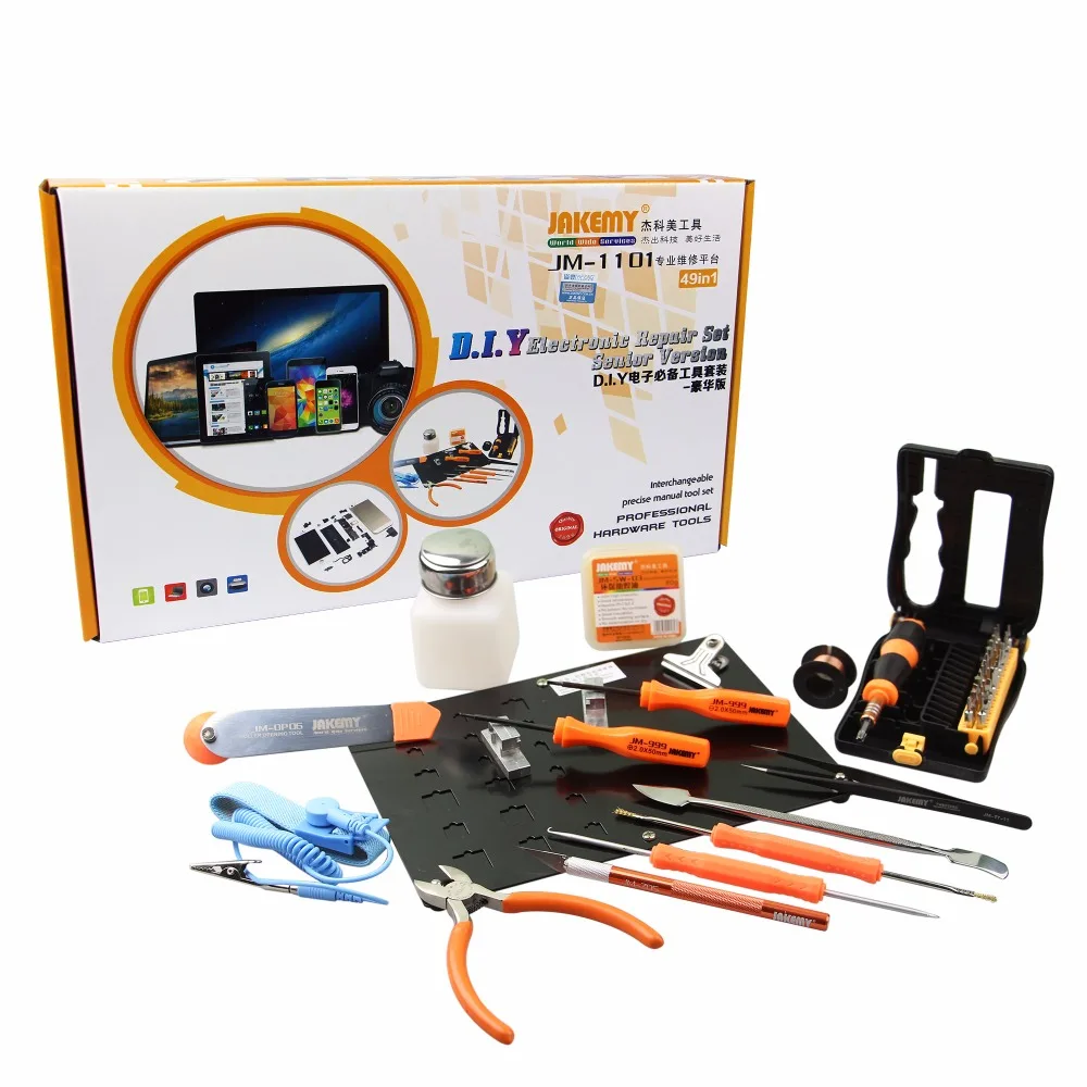 JAKEMY 49 in 1 Soldering Welding Tools Screwdriver Kit Platform Electronic Repairing Tool Kit Screw Driver Type Pliers Hand Tool JAKEMY 49 in 1 Soldering Welding Tools Screwdriver Kit Platform Electronic Repairing Tool Kit Screw Driver Type Pliers Hand Tool