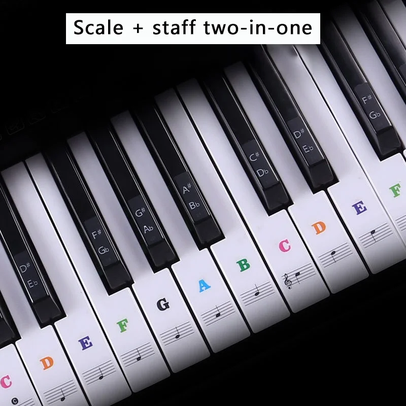 54/6188 ключ фортепиано Stave электронные ноты на клавишах наклейка для белые клавиши фортепианная наклейка прозрачная клавиатура пианино ПВХ наклейка
