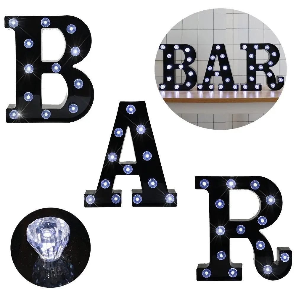 

DELICORE BAR Illuminated Marquee Lights Word Sign Pre-Lit Pub Bar Sign Light Diamond Glow LED Night lights Battery Operated