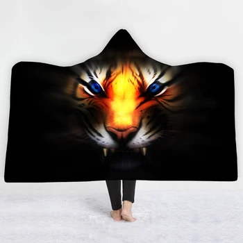 

Tiger fierce Blankets hats cute lovely blankets sofa twin full size comfortable soft likable black background blanket