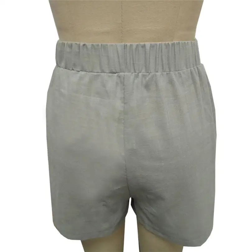 New Women Short Summer Hot Sale Beach Fashion Casual High Waist Loose Casual Cotton Linen Pockets Shorts Pants #4A19 (18)