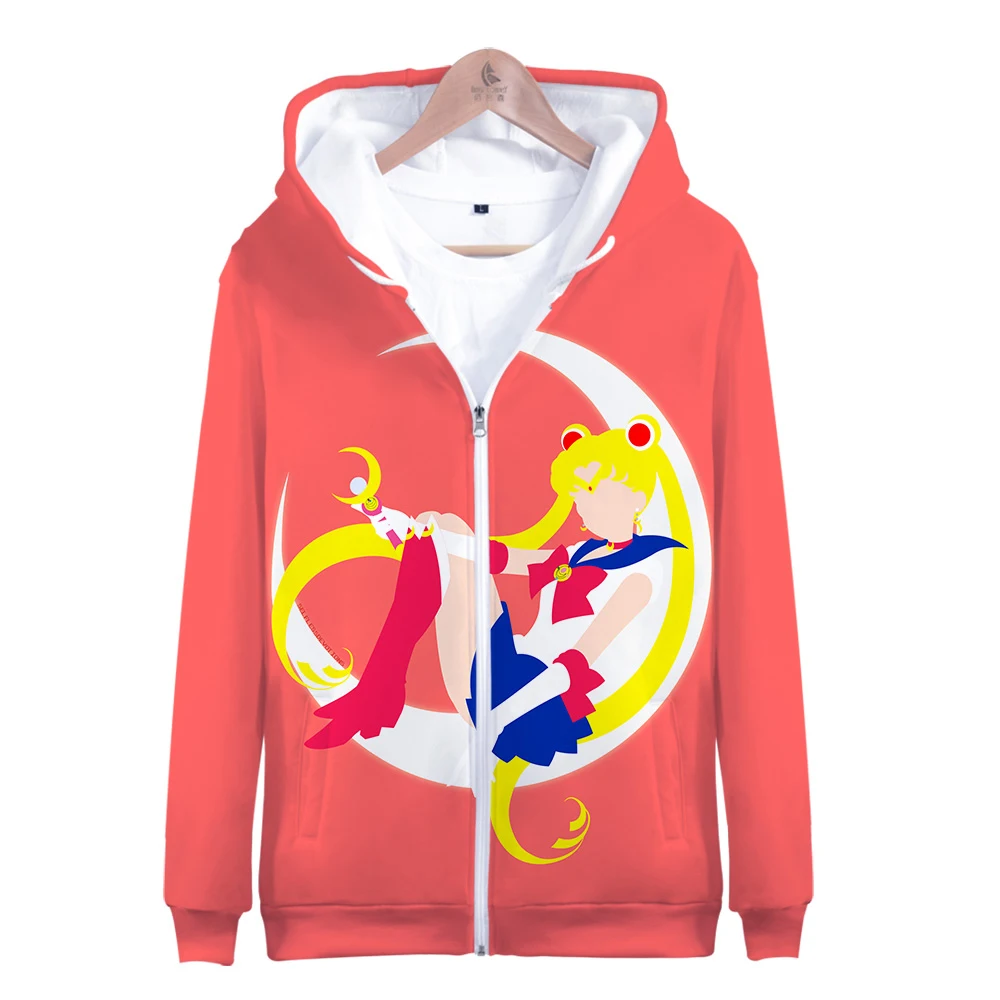 

3D Sailor Moon Zipper Hoodies Sweatshirt Women Men Casual Harajuku winter 3D Zip Up Hoodie Anime Sailor Moon 3D pink Hoodies