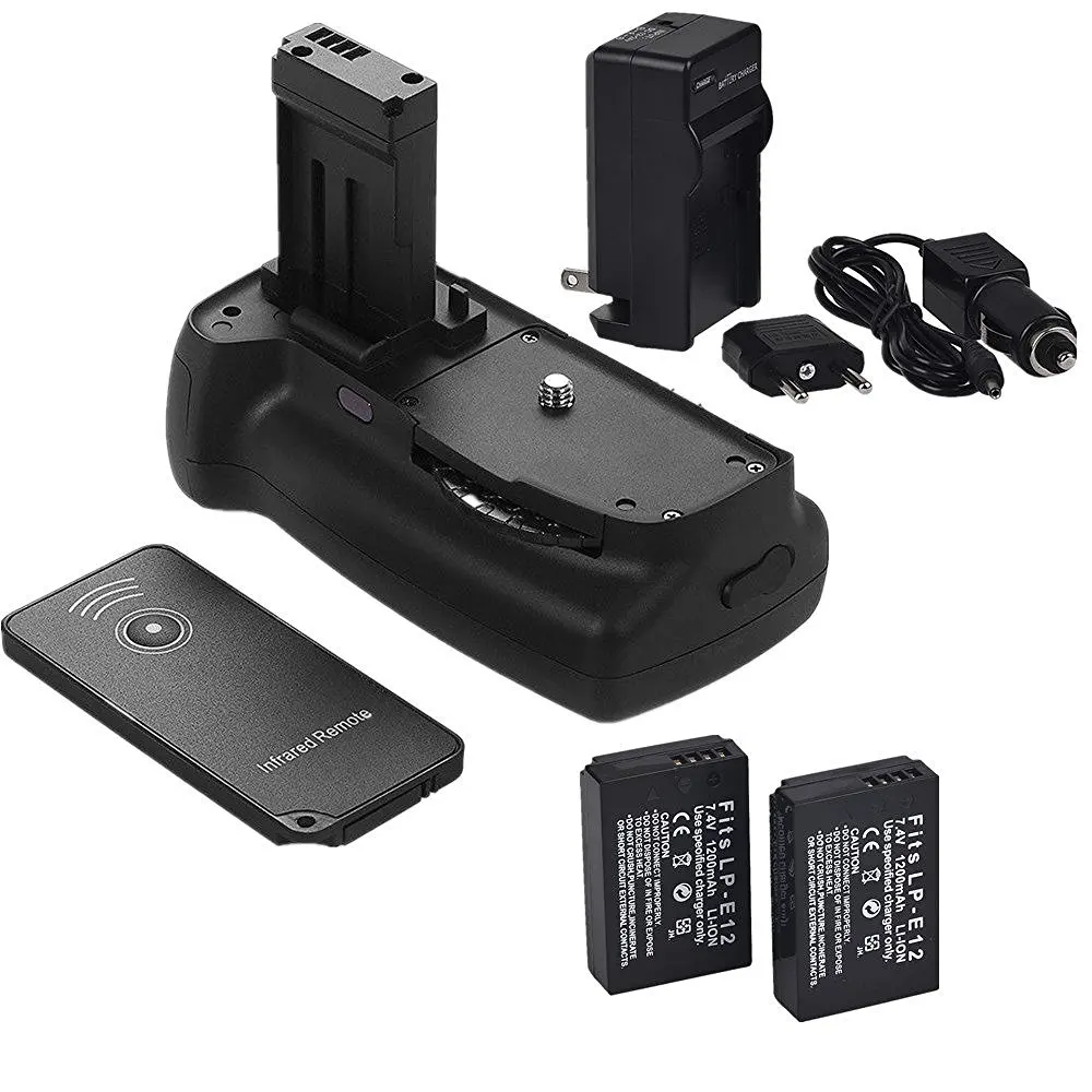 Battery Grip for Canon EOS 100D Rebel SL1 Camera + black IR Remote