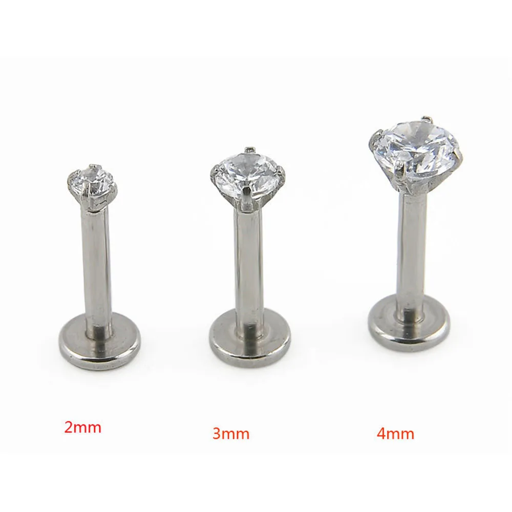 

1 Piece Surgical Steel Crystal Ear Cartilage Tragus Helix Piercing Lip Studs Ring Internally Thread Body Piercings Jewelry