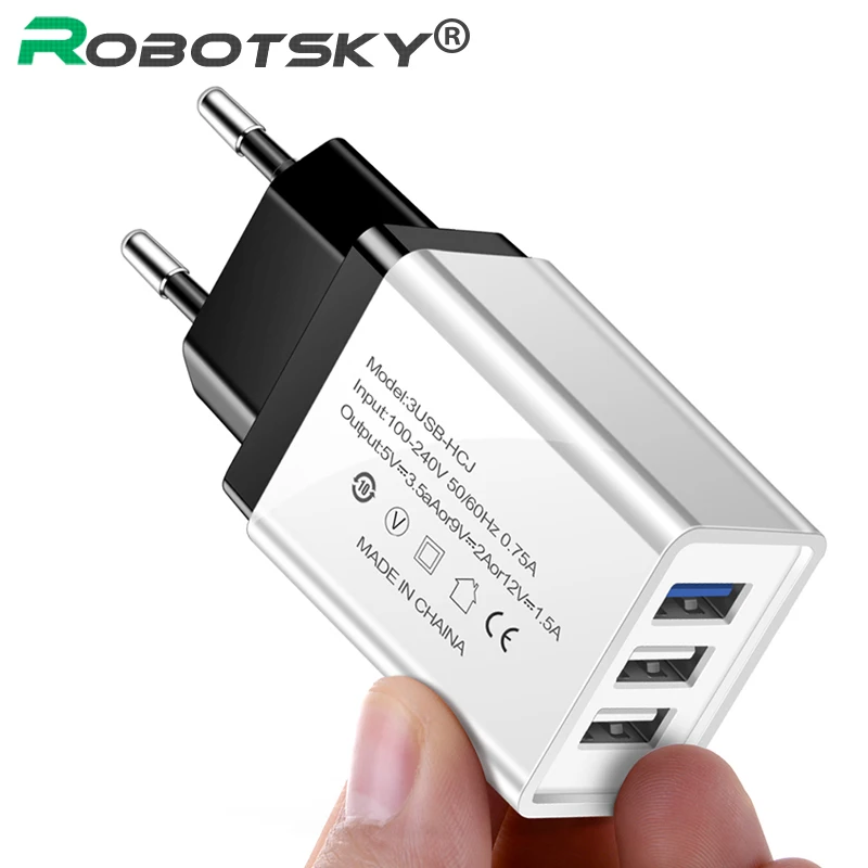 

3 Ports USB Charger Fast Charging Wall Mobile Phone Charger For iphone Samsung S10 S9 Plus Xiaomi Huawei P20 USB Power Adapter