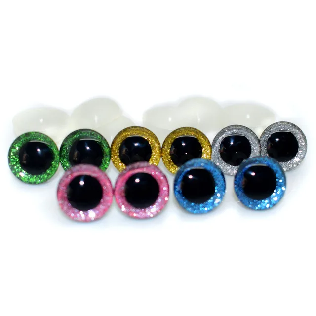 10sets 12/16/18/20/25mm Clear Trapezoid Plastic Safety Toy Eye + glitter Nonwovens for Teddy Bear Stuffed Toys Puppet Dolls Eye 1