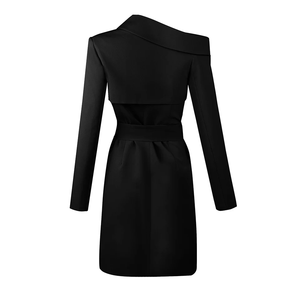 New fashion women's senior sleeve v-neck runway party dress Vestidos Bodycon jacket gold button winter sexy dress