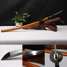Handmade Katana 1095Carbon Steel Clay Tempered Hard Wooden Samurai Sword Sharp Edge Real Weapon