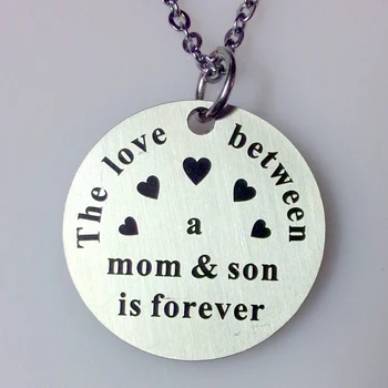 

10pcs/lot Stainless Steel jewelry mom and son family pendant necklace