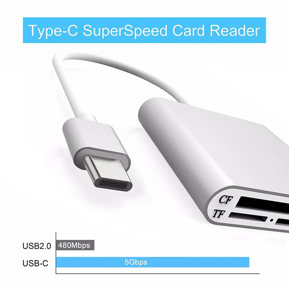 Суперскоростной внешний картридер USB 3 1 Type C для SD TF камеры iPad